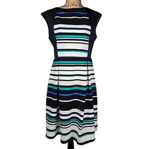 Fifth & Park Small Striped Dress Women's Sleeveless Sheath Fitted Career